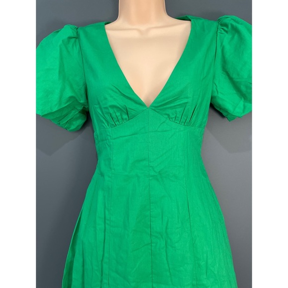 ALIVE GIRL Green maxi open back dress with puffy sleeves - Picture 5 of 9